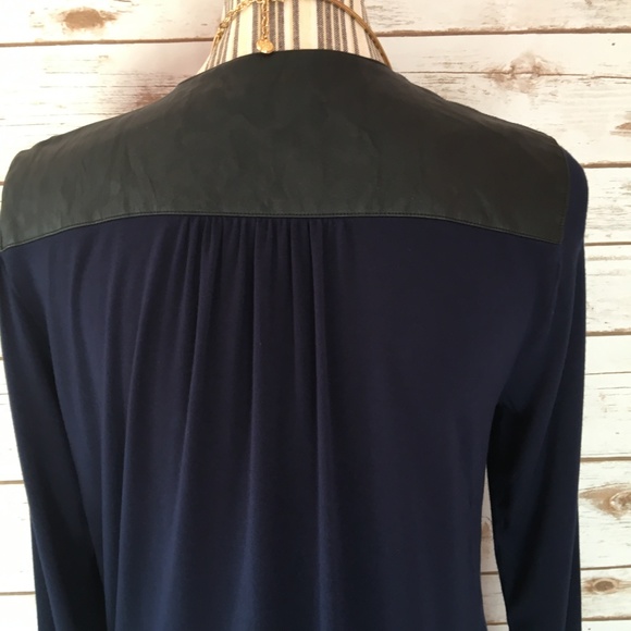 CAbi Navy Blue Faux Leather Panels Tunic Size M - Picture 7 of 10